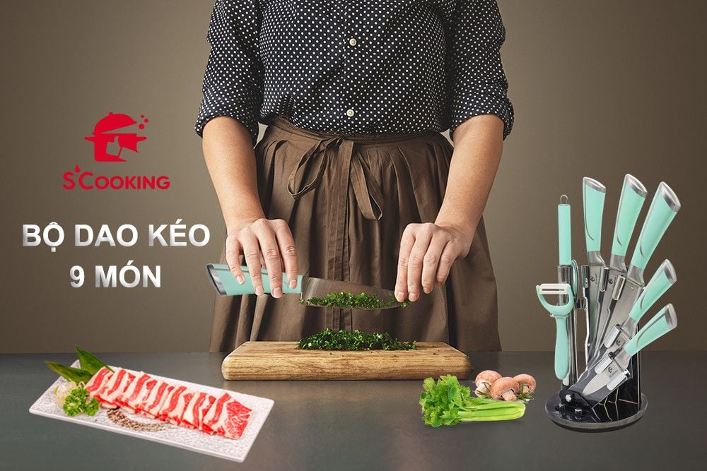  Bộ dao Scooking 9 món thép không gỉ cao cấp 