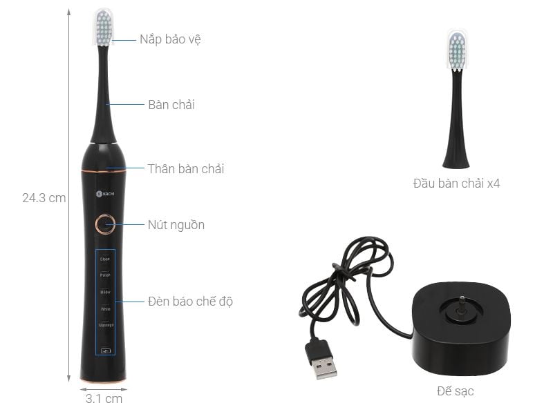 Bàn Chải Điện sóng âm Kachi Sonic MK309