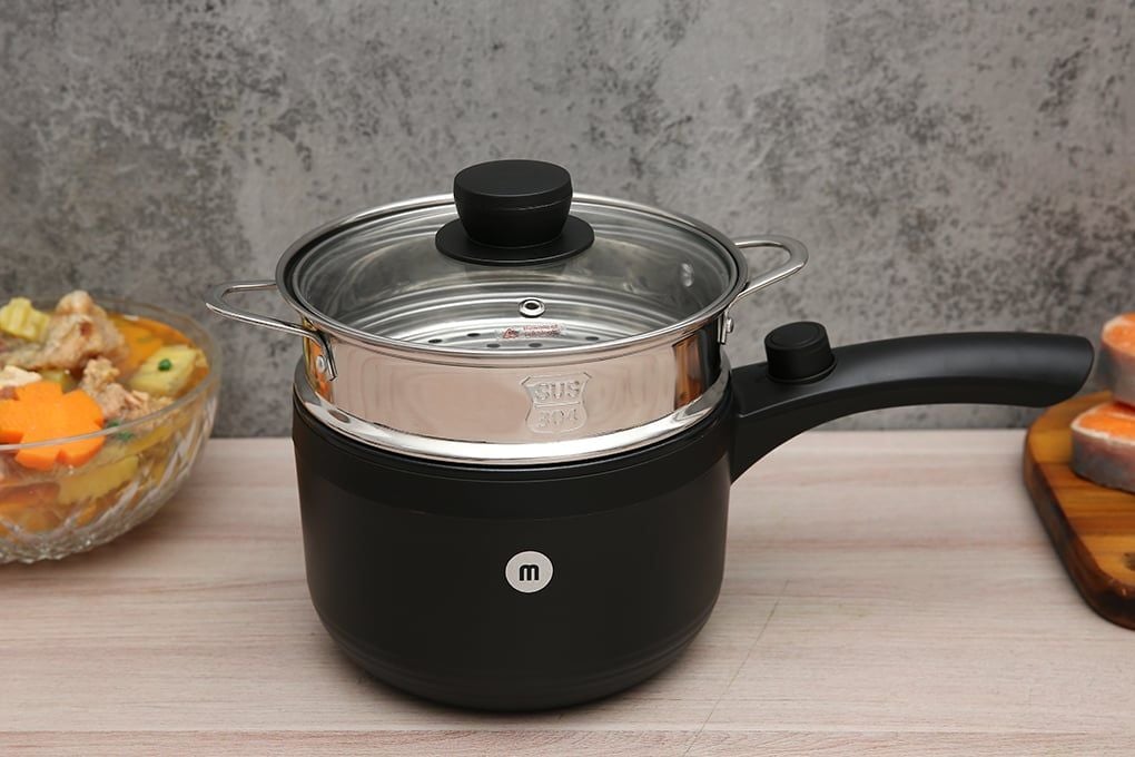 Nồi nấu đa năng Mishio MK321 |  Dung tích 1.5L kèm xửng hấp inox 304