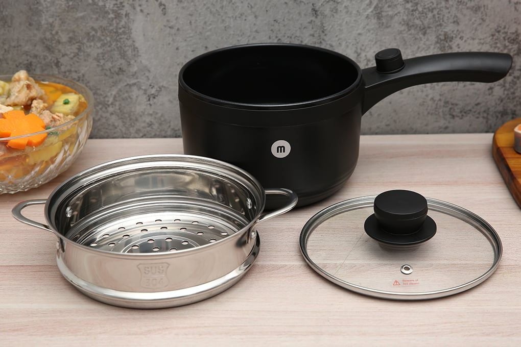 Nồi nấu đa năng Mishio MK321 |  Dung tích 1.5L kèm xửng hấp inox 304