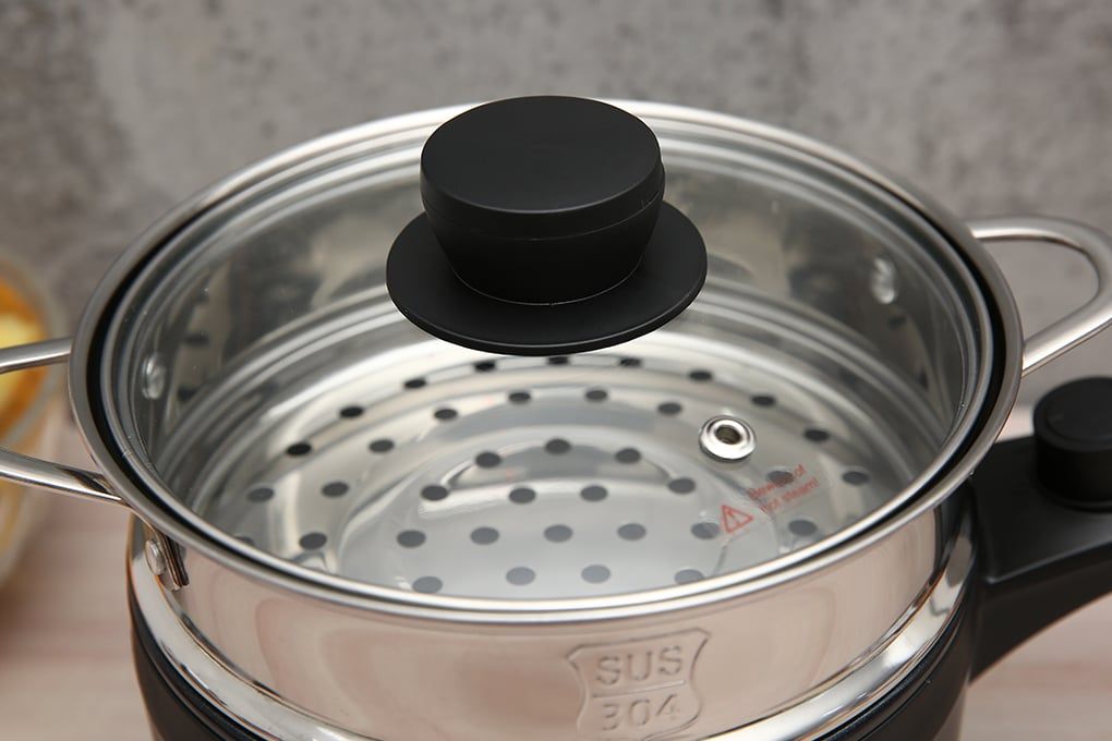 Nồi nấu đa năng Mishio MK321 |  Dung tích 1.5L kèm xửng hấp inox 304