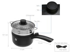 Nồi nấu đa năng Mishio MK321 |  Dung tích 1.5L kèm xửng hấp inox 304