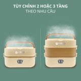  Hộp Hâm Cơm - tiệt trùng bình sữa Mishio MK345 kèm 4 hộp đựng inox 304 