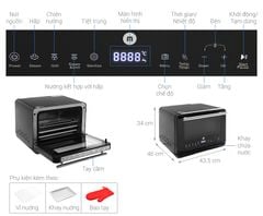 Lò Chiên Không Dầu Kết Hợp Hơi Nước Mishio MK318 20 Lít