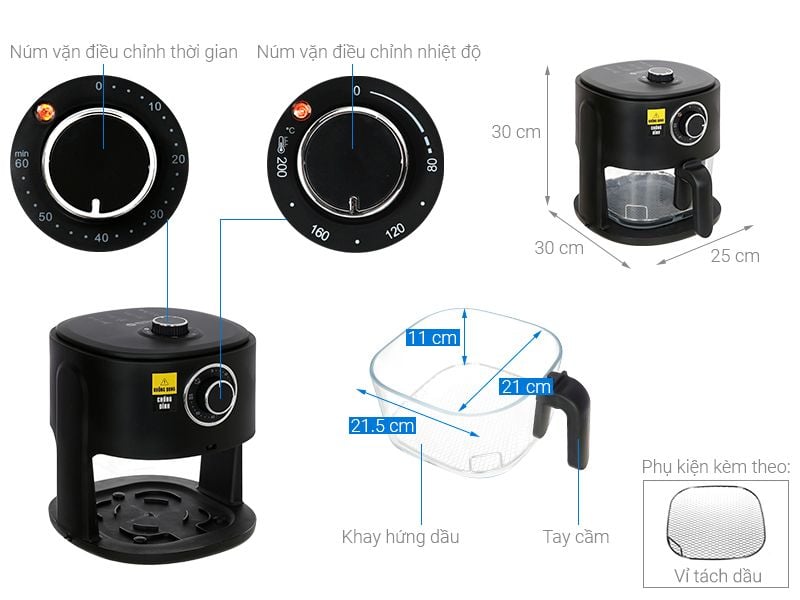 Nồi chiên không dầu Mishio với khay inox 304 Giải pháp cho bữa ăn lành mạnh mà vẫn ngon