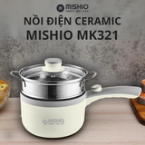  Nồi Nấu Ceramic Mishio MK321 dung tích 1.5L kèm xửng hấp inox 304 