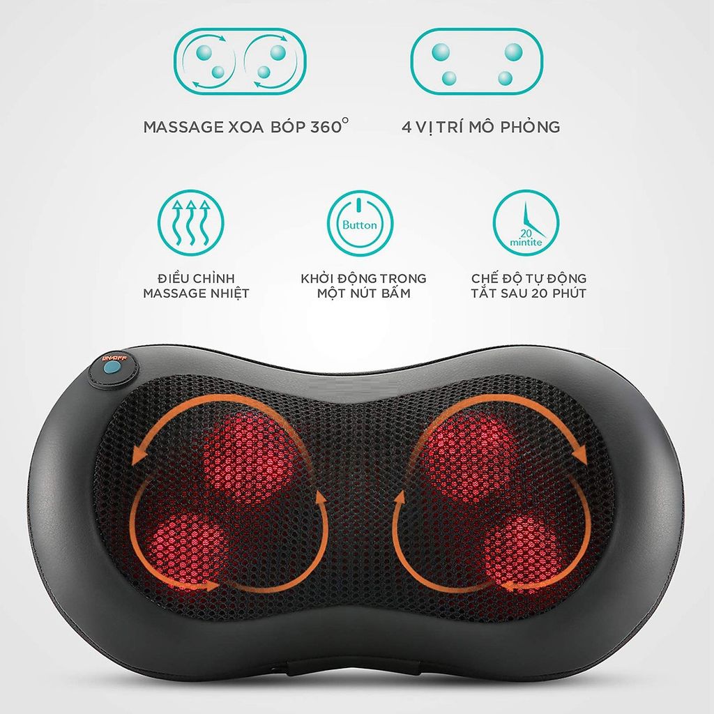 Gối massage không dây Kachi dòng cao cấp MK343 - New