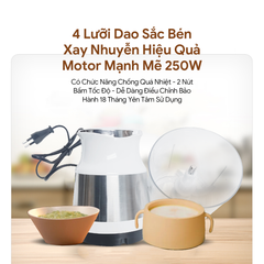 Máy Xay Mini Mishio MK389 - Dung Tích 0.8L, Xay Đồ Ăn Dặm, Gia Vị, Đồ Khô, Công Suất 250W Mạnh Mẽ
