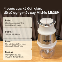 Máy Xay Mini Mishio MK389 - Dung Tích 0.8L, Xay Đồ Ăn Dặm, Gia Vị, Đồ Khô, Công Suất 250W Mạnh Mẽ