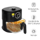  Nồi chiên không dầu thuỷ tinh 6L Mishio MK349 không sợ bong tróc gỉ sét khay chiên 