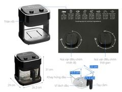 Nồi chiên không dầu thủy tinh Mishio MK373 | Dung tích 7 lít lòng nồi không bong tróc gỉ sét