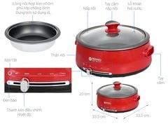 Nồi lẩu điện lòng 4L có thể tách rời Mishio MK348