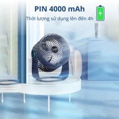 Quạt tích điện để bàn Kachi MK372 | Dung lượng pin 4000mAH