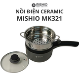  Nồi Nấu Ceramic Mishio MK321 dung tích 1.5L kèm xửng hấp inox 304 