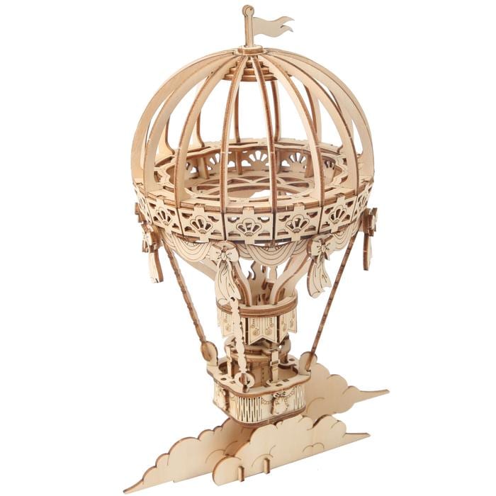 Bộ xếp hình gỗ DIY, hộp, mẫu Hot Air Ballon, Dalat Retro