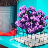 Hoa hồng handmade, loại bông nhỏ, màu tím retro, bó 10 cành, Dalat Retro