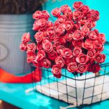 Hoa hồng handmade, loại bông nhỏ, màu đỏ retro, bó 10 cành, Dalat Retro