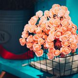 Hoa hồng handmade, loại bông nhỏ, màu cam retro, bó 10 cành, Dalat Retro