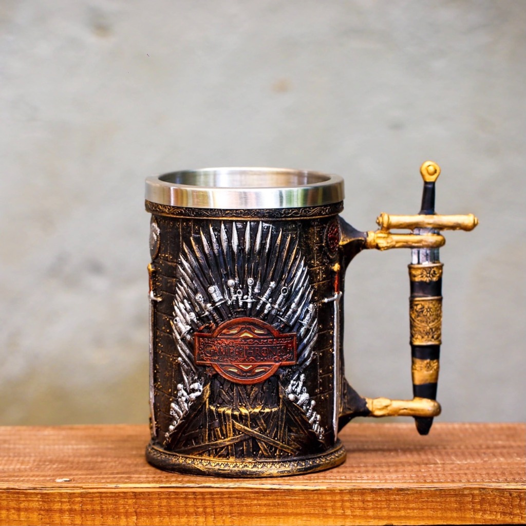 Ly inox resin, 500ml, mẫu Targaryen, cái, Dalat Retro