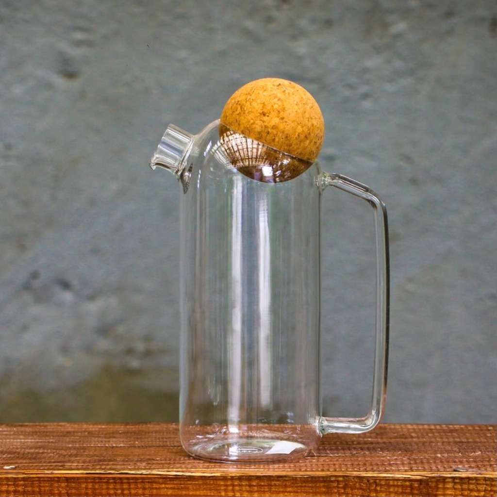 Bình nước thuỷ tinh, mẫu nút bần tròn 750ml, cái, Dalat Retro