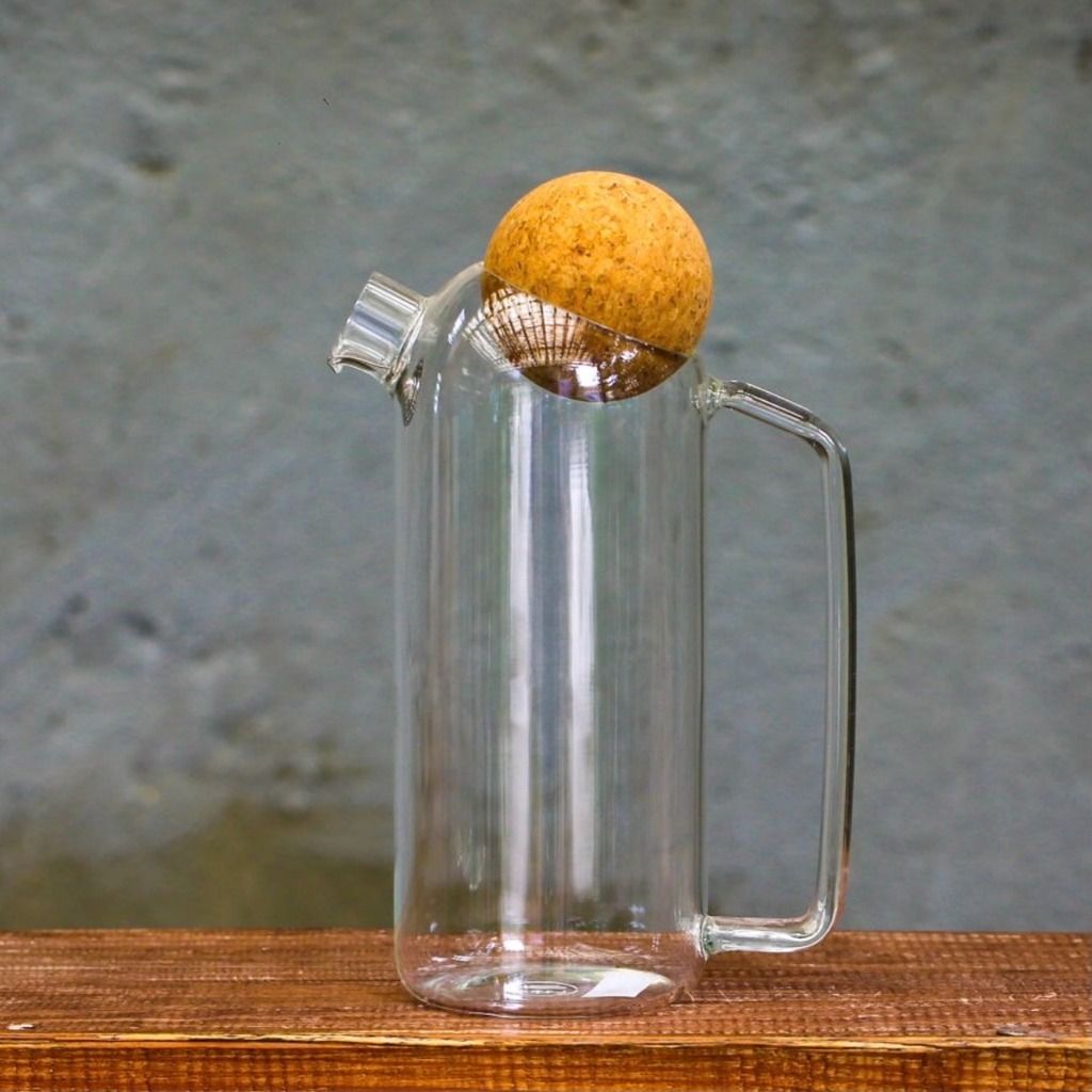 Bình nước thuỷ tinh, mẫu nút bần tròn 750ml, cái, Dalat Retro