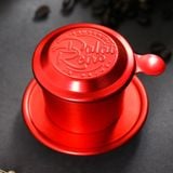 Phin cà phê, màu retro red, bộ, mẫu nhôm anode bắn cát, Dalat Retro