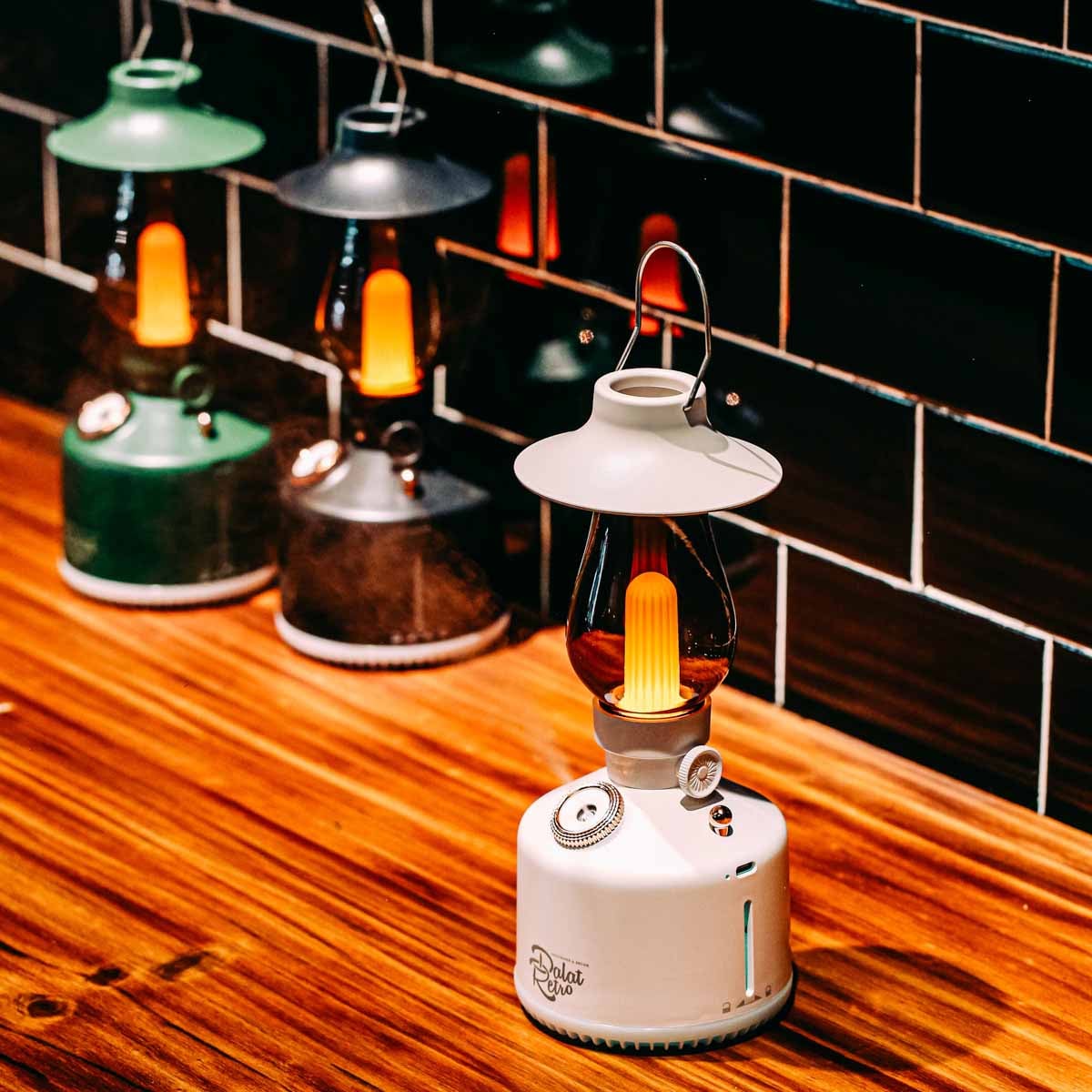 Máy phun sương khuếch tán tinh dầu, mẫu retro lamp, hộp, Dalat Retro