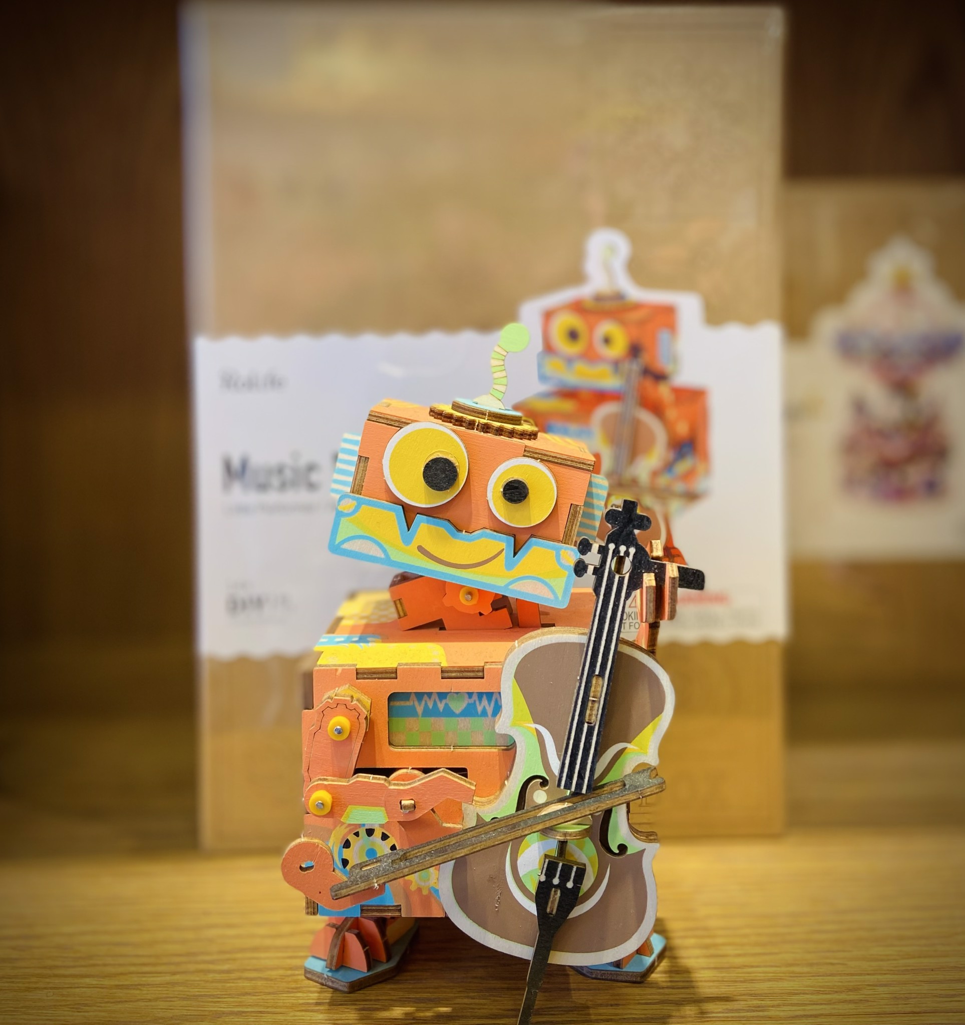 Bộ xếp hình gỗ DIY, hộp, mẫu Music Box, Dalat Retro