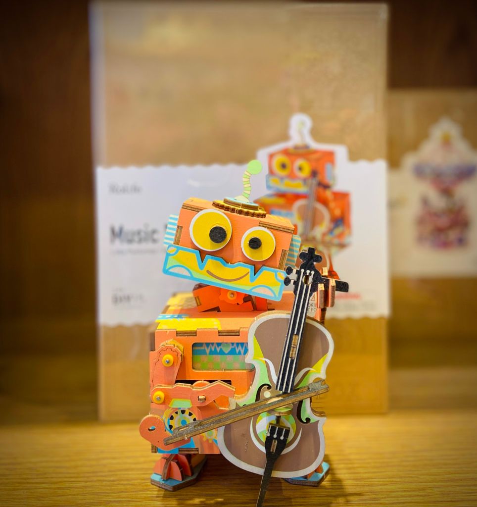 Bộ xếp hình gỗ DIY, hộp, mẫu Music Box, Dalat Retro