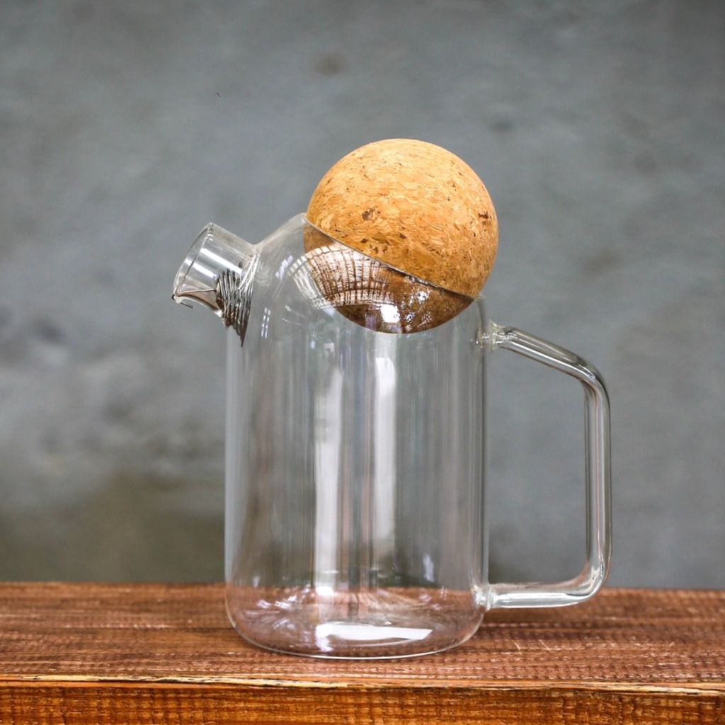 Bình nước thuỷ tinh, mẫu nút bần tròn 450ml, cái, Dalat Retro
