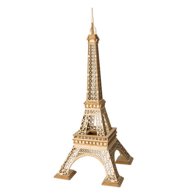 Bộ xếp hình gỗ DIY, hộp, mẫu Eiffel Tower, Dalat Retro
