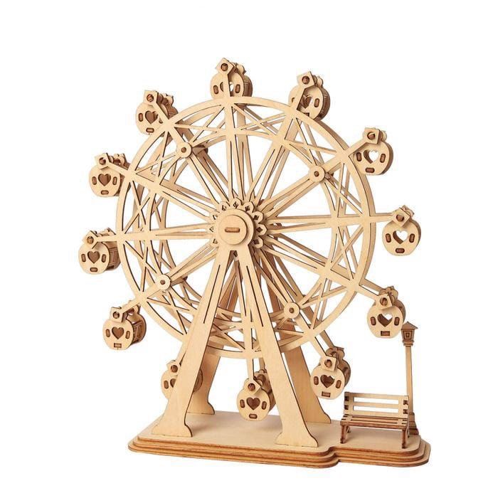 Bộ xếp hình gỗ DIY, hộp, mẫu Ferris Wheel, Dalat Retro