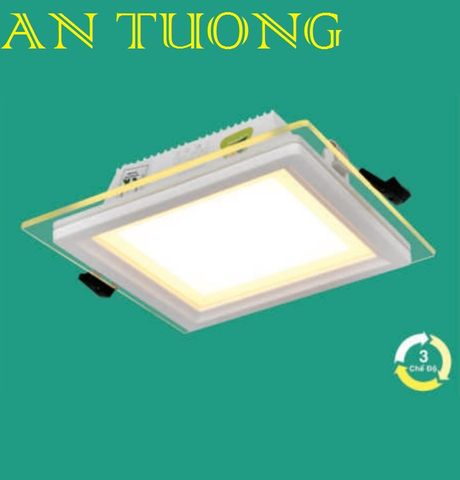  đèn led âm trần vuông mặt kính 9w 3 màu, 3 chế độ ánh sáng, đổi màu ánh sáng 