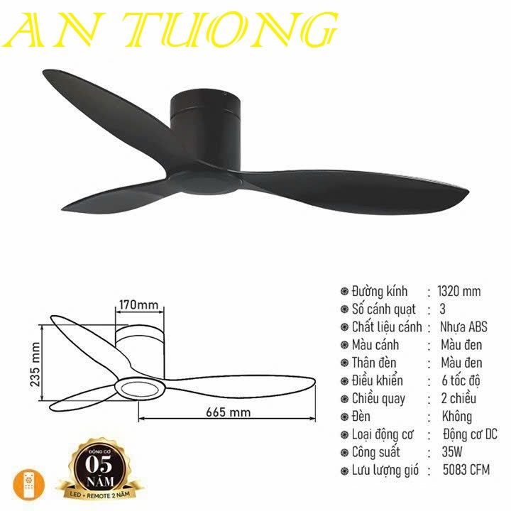 quạt trần đèn 3 cánh trang trí phòng khách, phòng ngủ, phòng bếp, căn hộ chung cư 010