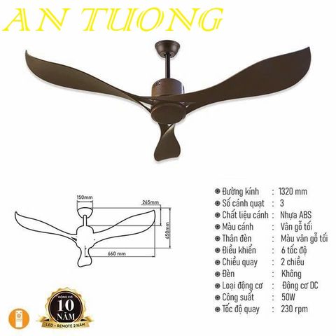  quạt trần đèn 3 cánh trang trí phòng khách, phòng ngủ, phòng bếp, căn hộ chung cư 011 