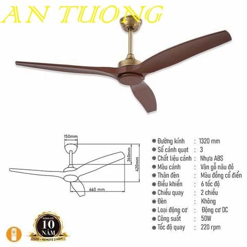  quạt trần đèn 3 cánh trang trí phòng khách, phòng ngủ, phòng bếp, căn hộ chung cư 013 