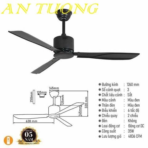  quạt trần đèn 3 cánh trang trí phòng khách, phòng ngủ, phòng bếp, căn hộ chung cư 023 