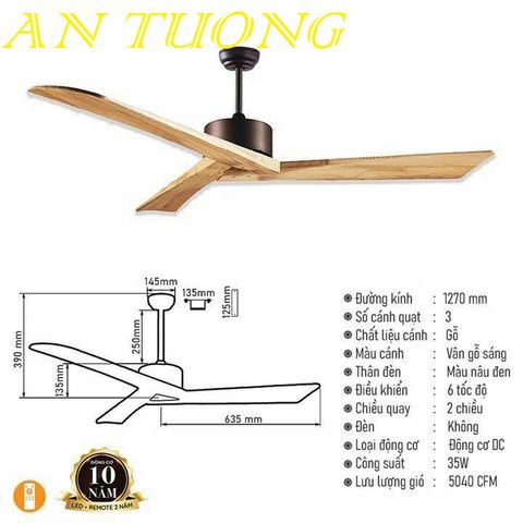 quạt trần đèn 3 cánh trang trí phòng khách, phòng ngủ, phòng bếp, căn hộ chung cư 024 