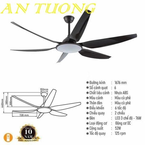  quạt trần đèn 5 cánh trang trí phòng khách, phòng ngủ, phòng bếp, căn hộ chung cư 026 