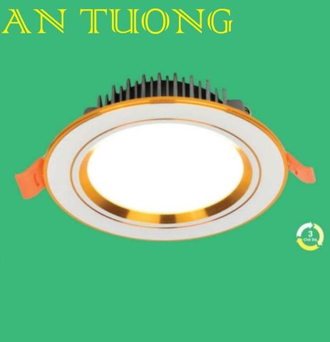  đèn led âm trần 9w viền vàng ánh sáng 3 màu, 3 chế độ, đổi màu  - bảo hành 3 năm 