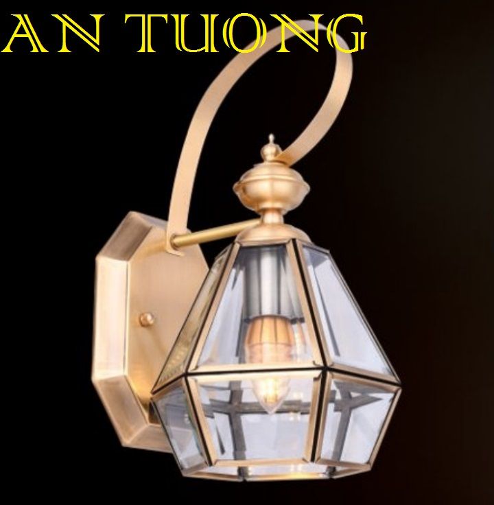 đèn trang trí ngoài trời treo vách tường ngoài trời bằng đồng cổ điển 013