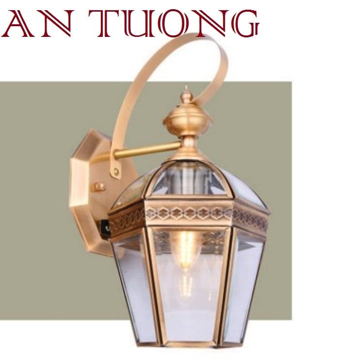đèn trang trí ngoài trời treo vách tường ngoài trời bằng đồng cổ điển 014