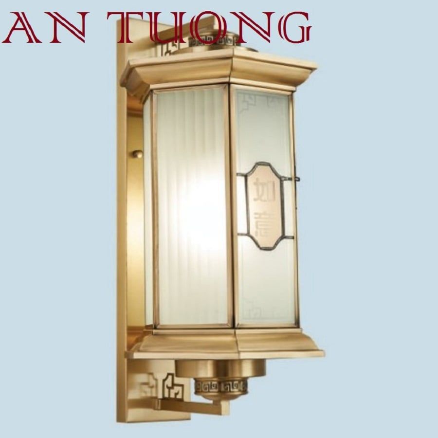 đèn trang trí ngoài trời treo vách tường ngoài trời bằng đồng cổ điển 030