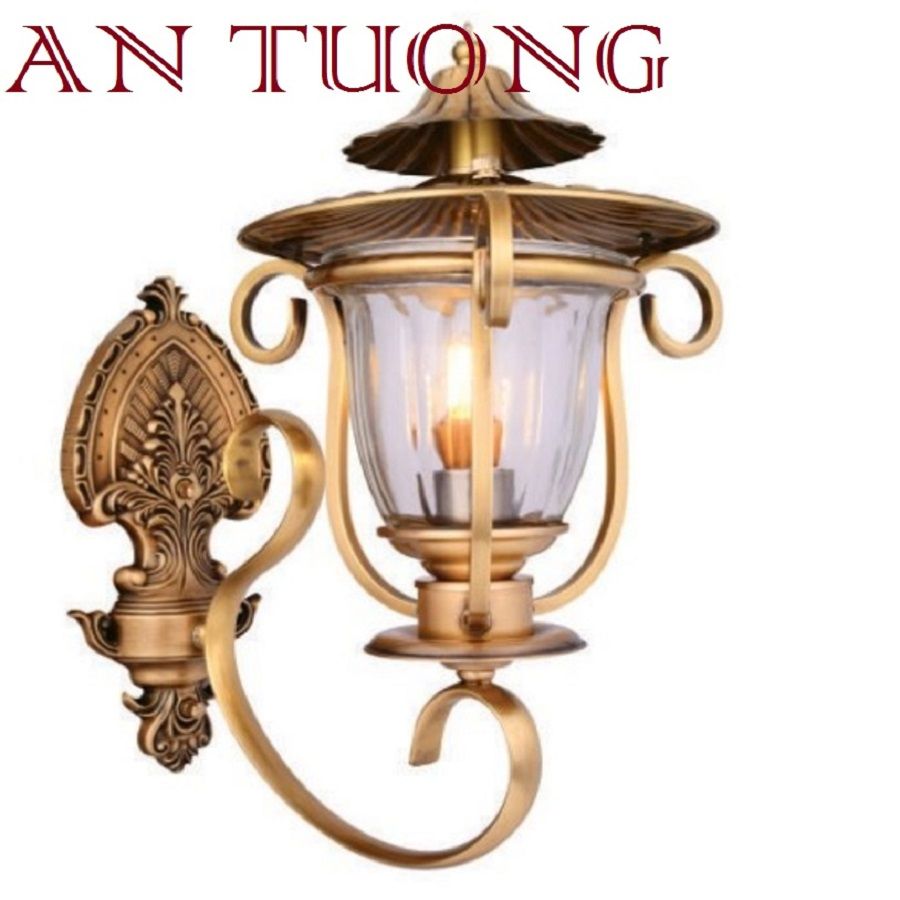 đèn trang trí ngoài trời treo vách tường ngoài trời bằng đồng cổ điển 033