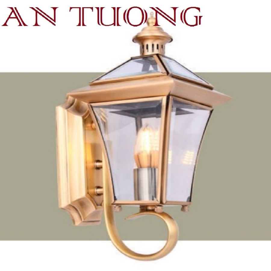 đèn trang trí ngoài trời treo vách tường ngoài trời bằng đồng cổ điển 035