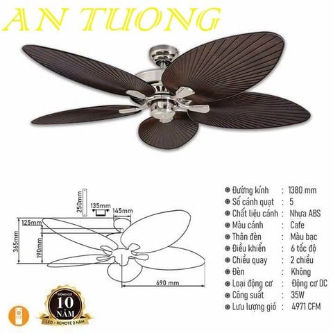 quạt trần đèn 5 cánh trang trí tân cổ điển phòng khách, phòng ngủ, phòng bếp, căn hộ chung cư 01 