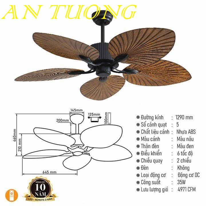 quạt trần đèn 5 cánh trang trí tân cổ điển phòng khách, phòng ngủ, phòng bếp, căn hộ chung cư 03