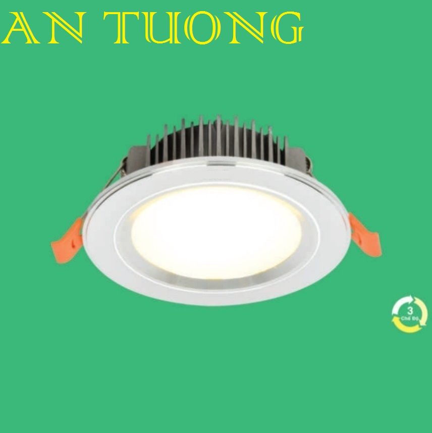 đèn led âm trần 7w viền bạc ánh sáng 3 màu, 3 chế độ, đổi màu - bảo hành 3 năm