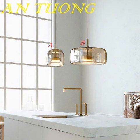  đèn treo thả trần chao thủy tinh trang trí quầy bar, bàn ăn đảo bếp đẹp, hiện đại 035 