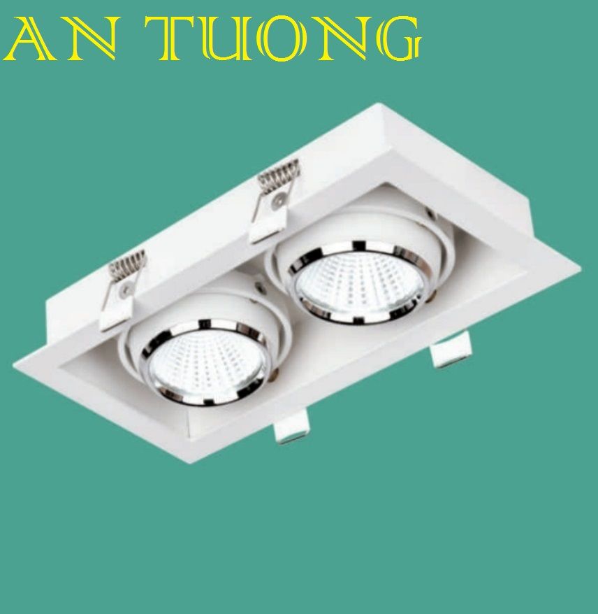 đèn led spotlight âm trần xoay chiếu điểm đôi 2 bóng 2 x 9w - góc chiếu 24 độ, góc xoay 90 độ